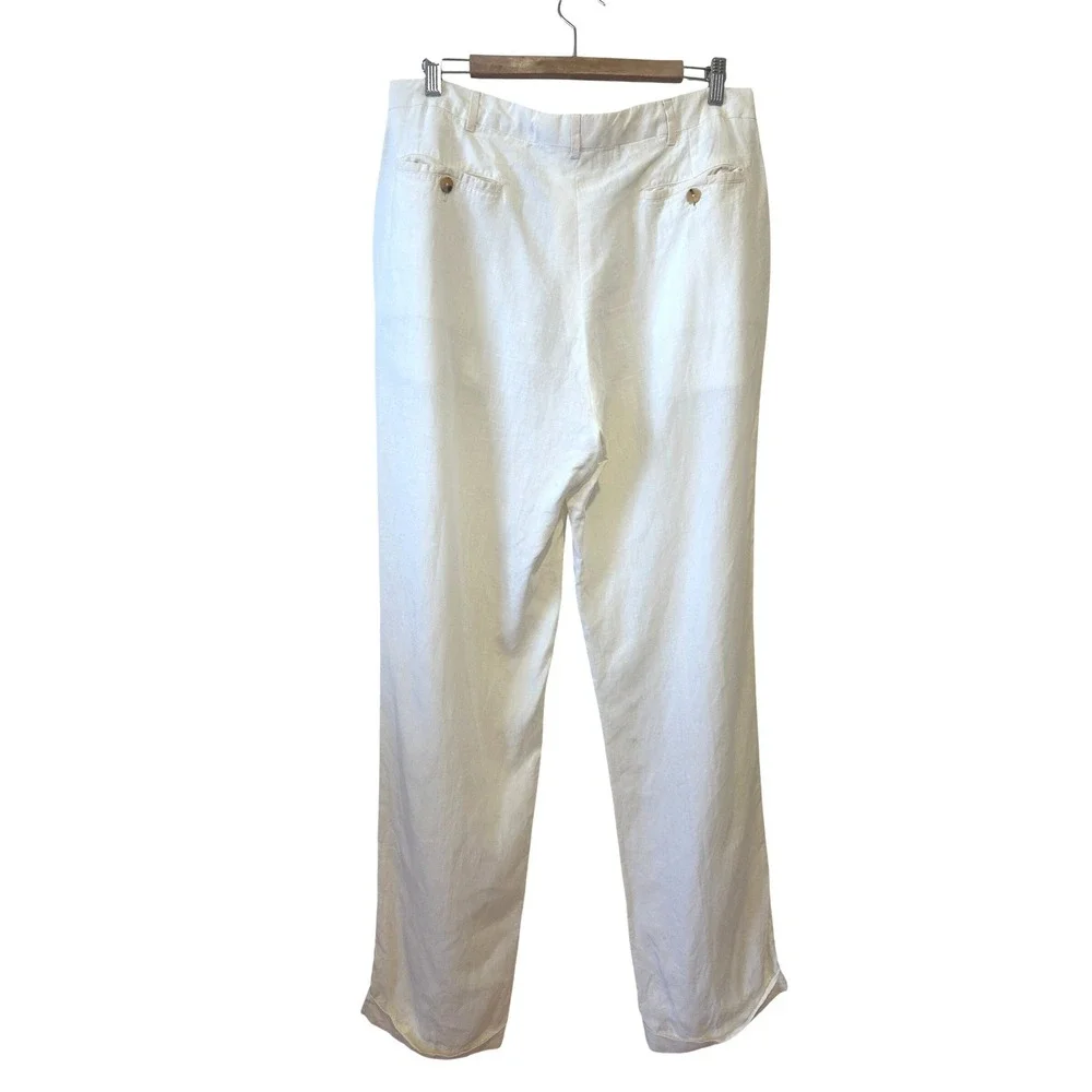 Ralph Lauren Purple Label Mens Pants 36x34 White 100% Linen Italy Luxury Preppy